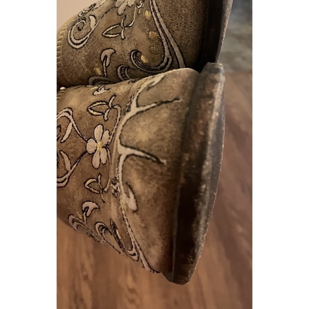 Dan Post Leather Cowgirl Mules Tan Embroidered 5332 Sz 8 Rodeo Western - Picture 5 of 10